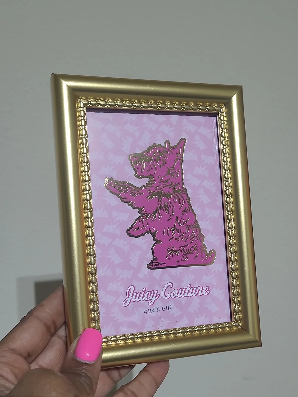 Juicy Couture Gold Framed Pink Dog Print - 4x6